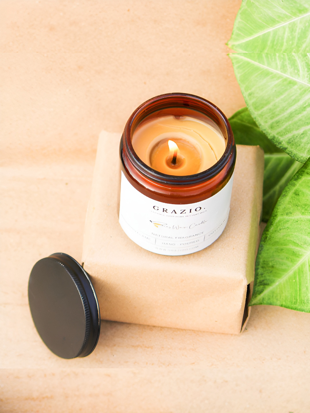 GRAZIO Beeswax Gifting Edition 10Pcs Honey and Lemon Grass Solid Jar Candles