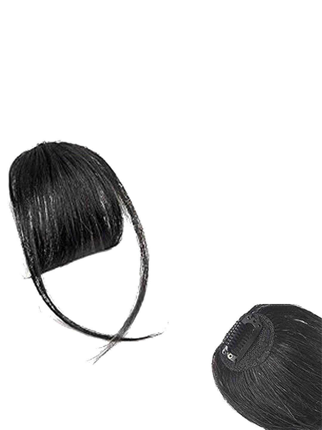 VIEWS Double Clip In Straight Bangs Hair Extension - Black - 7 Inch