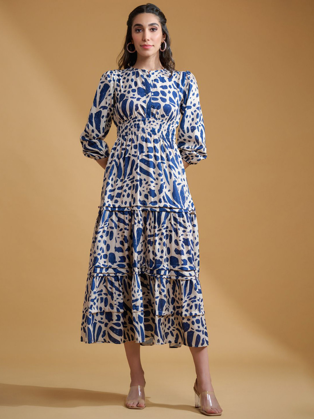 Roadster Women Abstract Printed Fit and Flare Midi Dress