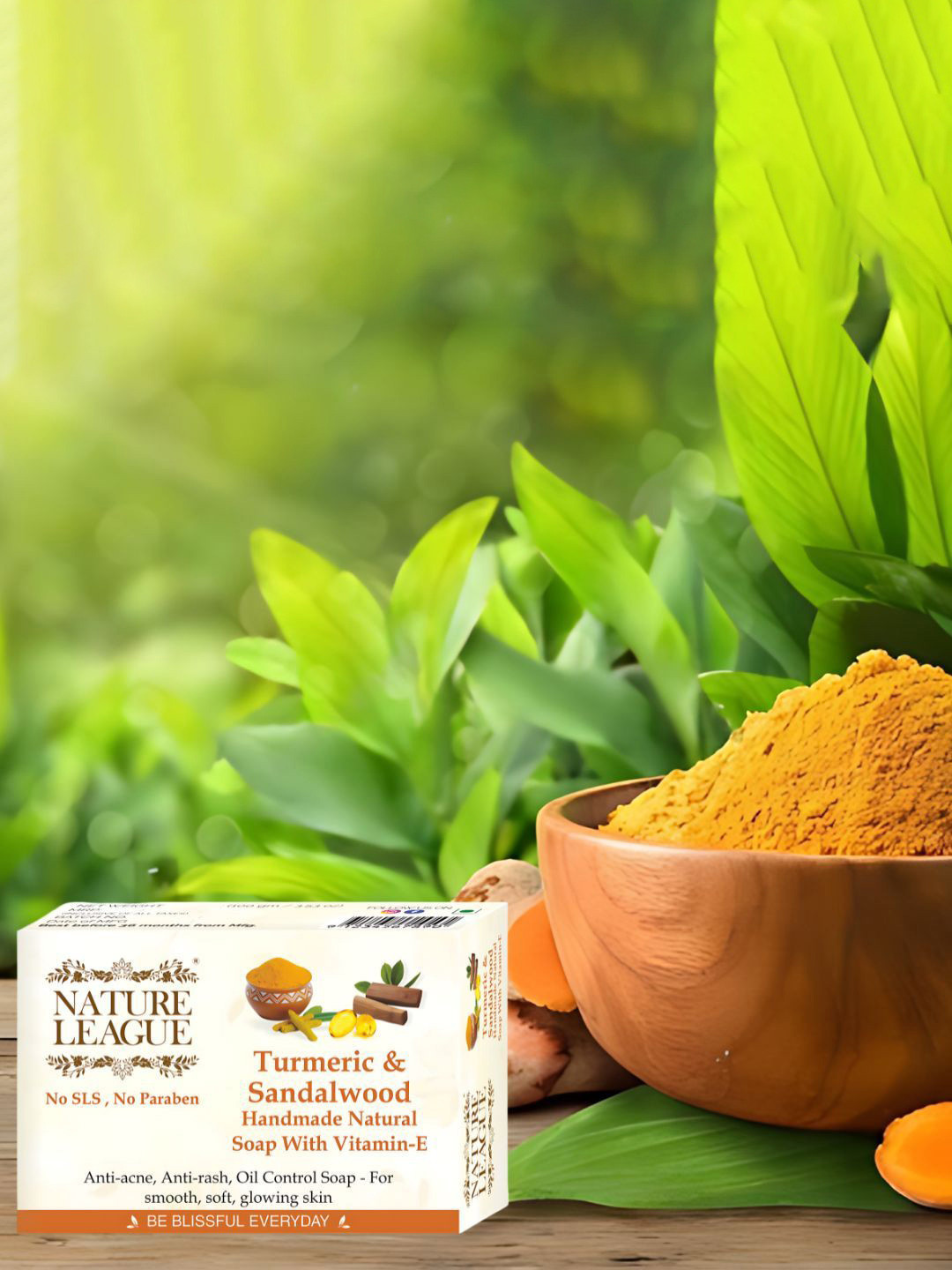 NATURE LEAGUE Set Of 12 Turmeric & Sandalwood Soap For Nourishing Skin - 100 g Each