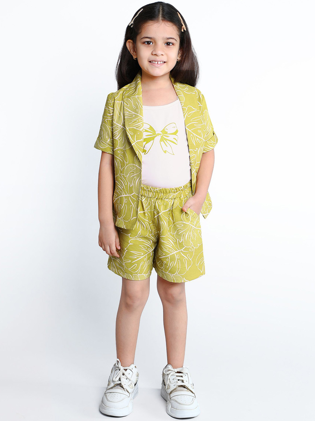 Ministitch Kids Printed Jacket With Shorts & Top