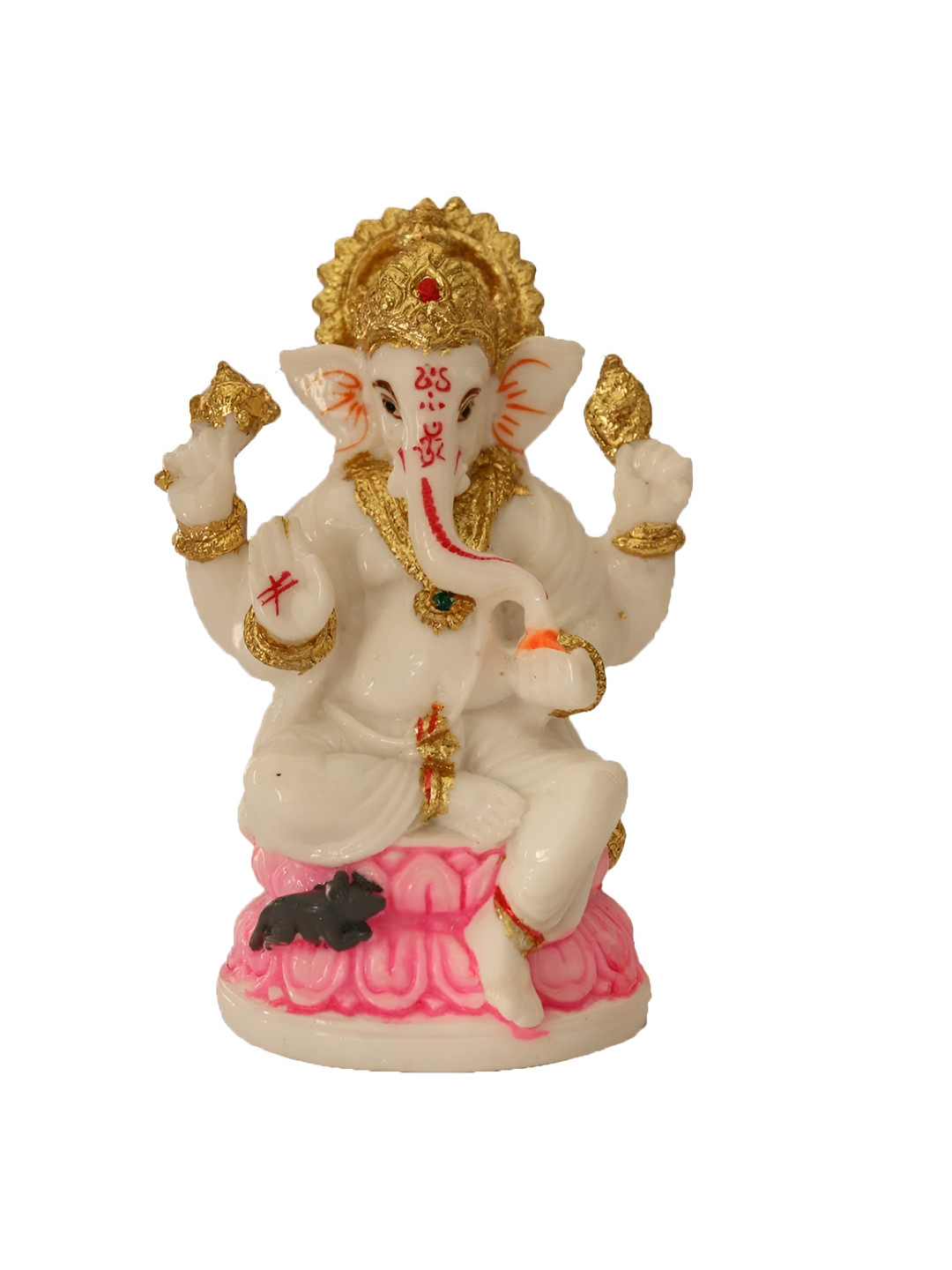 The Spiritual Living Ganpati White Polyresin Natural Prayer Room Small Showpiece - 4.5 Inches