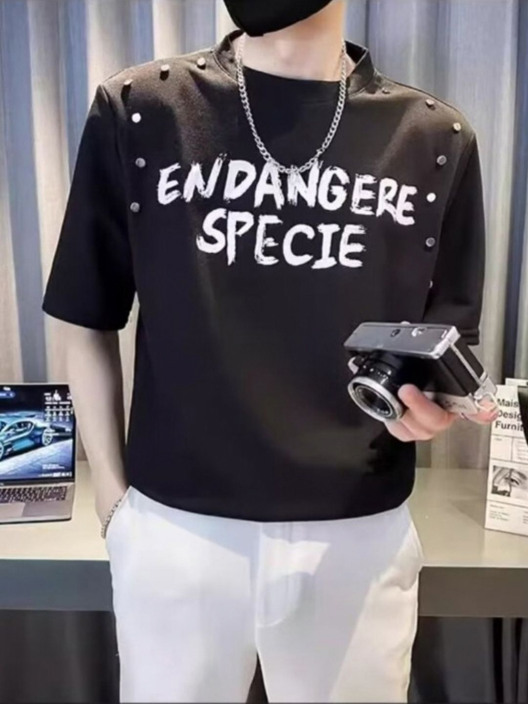 Typography Printed Round Neck Short Sleeves Casual T-shirt