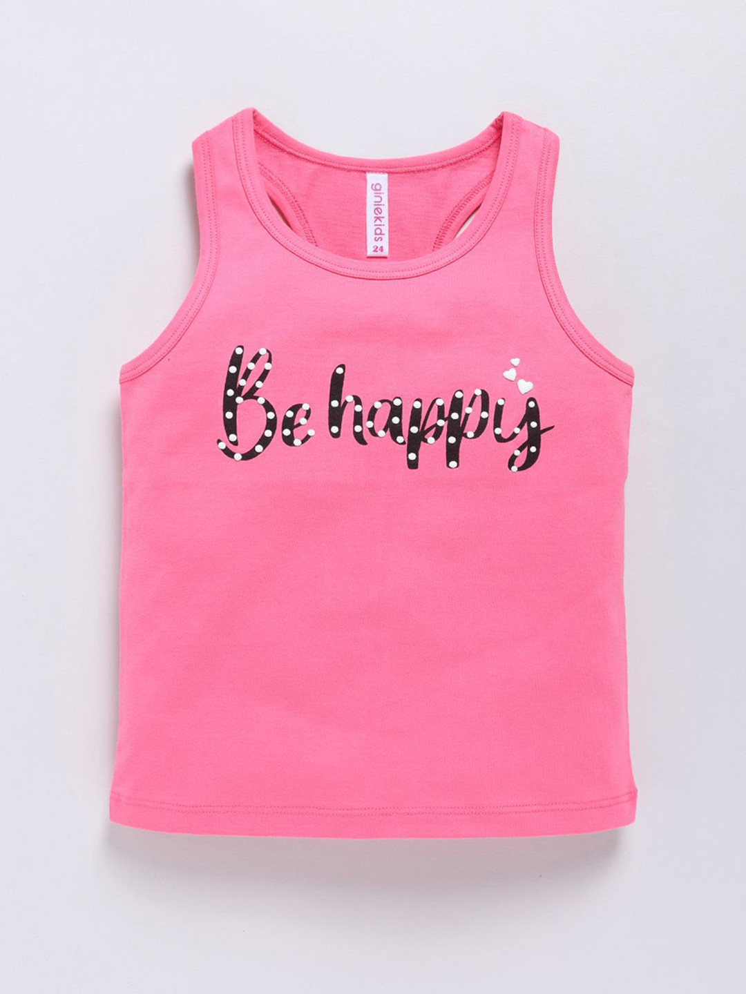 giniekids Girls Round Neck Typography Printed Tank Top