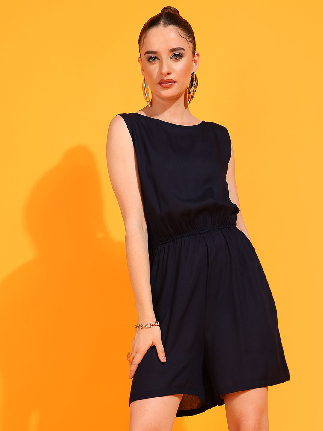 Me Craft Women Round Neck Cotton Jumpsuit