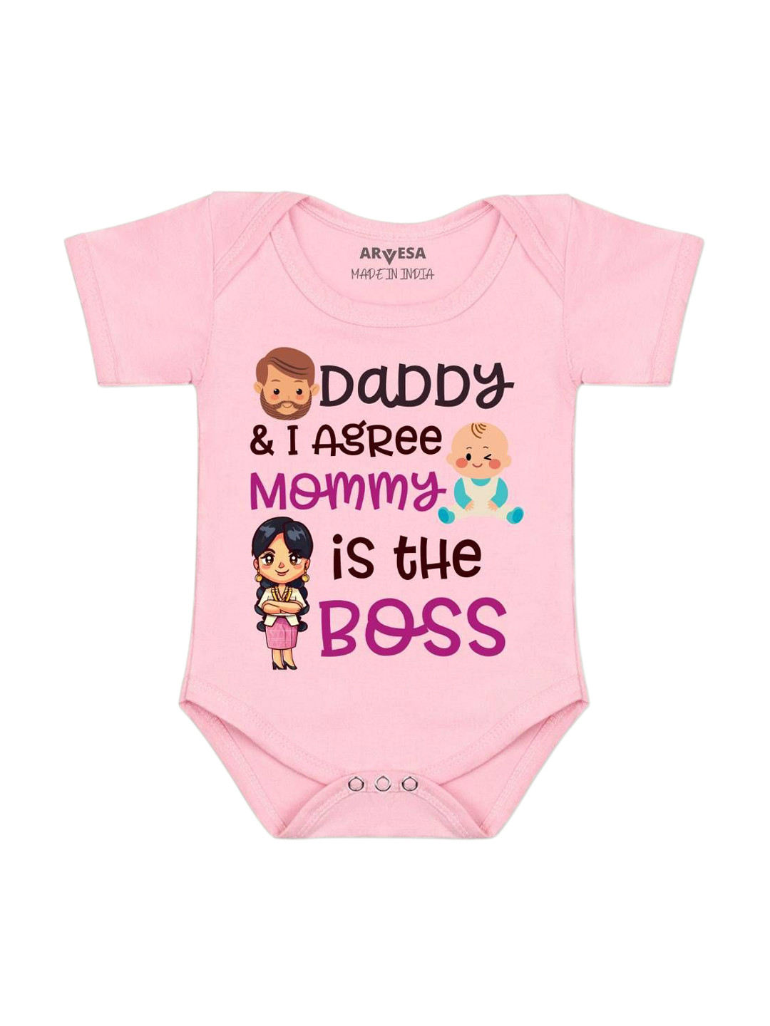 Arvesa Daddy & I Agree Mommy Is Boss Printed Bodysuit