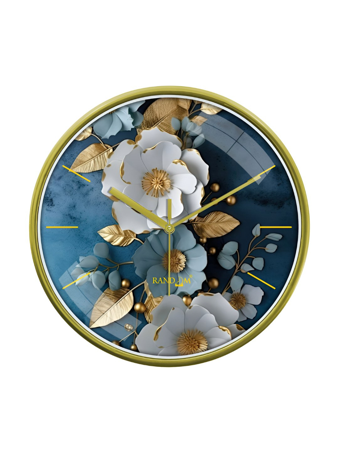 RANDOM Blue & White Printed Traditional Round Shaped Wall Clock