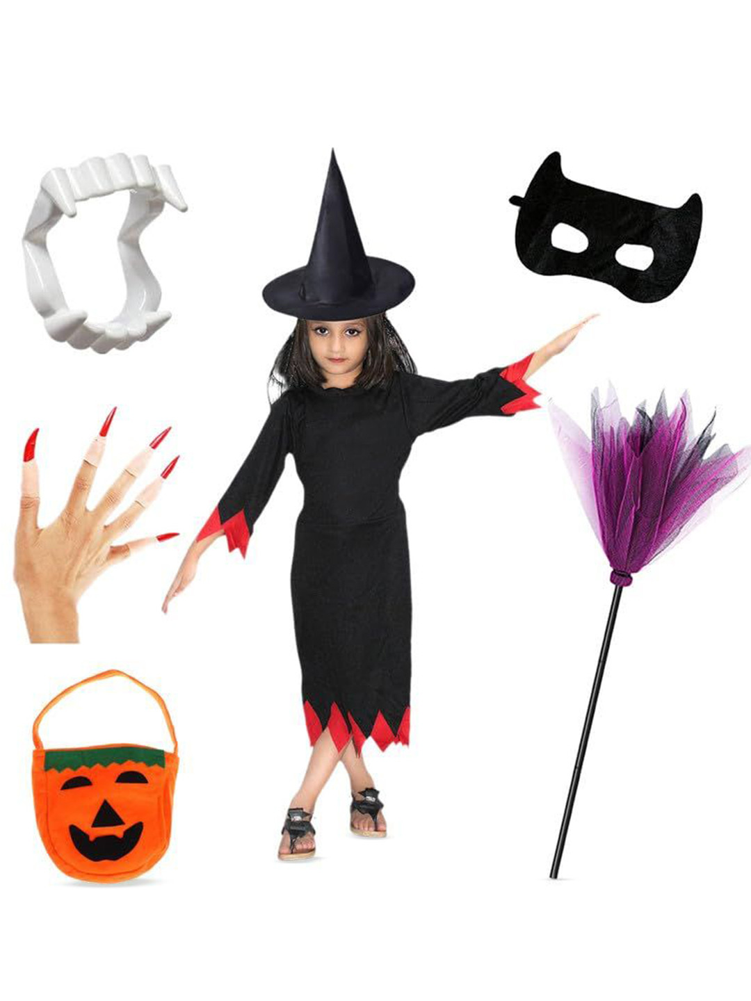 Kaku Fancy dresses Kids Halloween Witch Costume Set