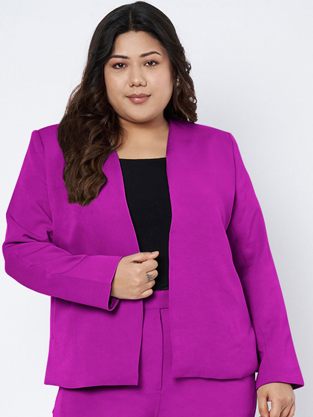 BRINNS Plus Size Open Front Blazer