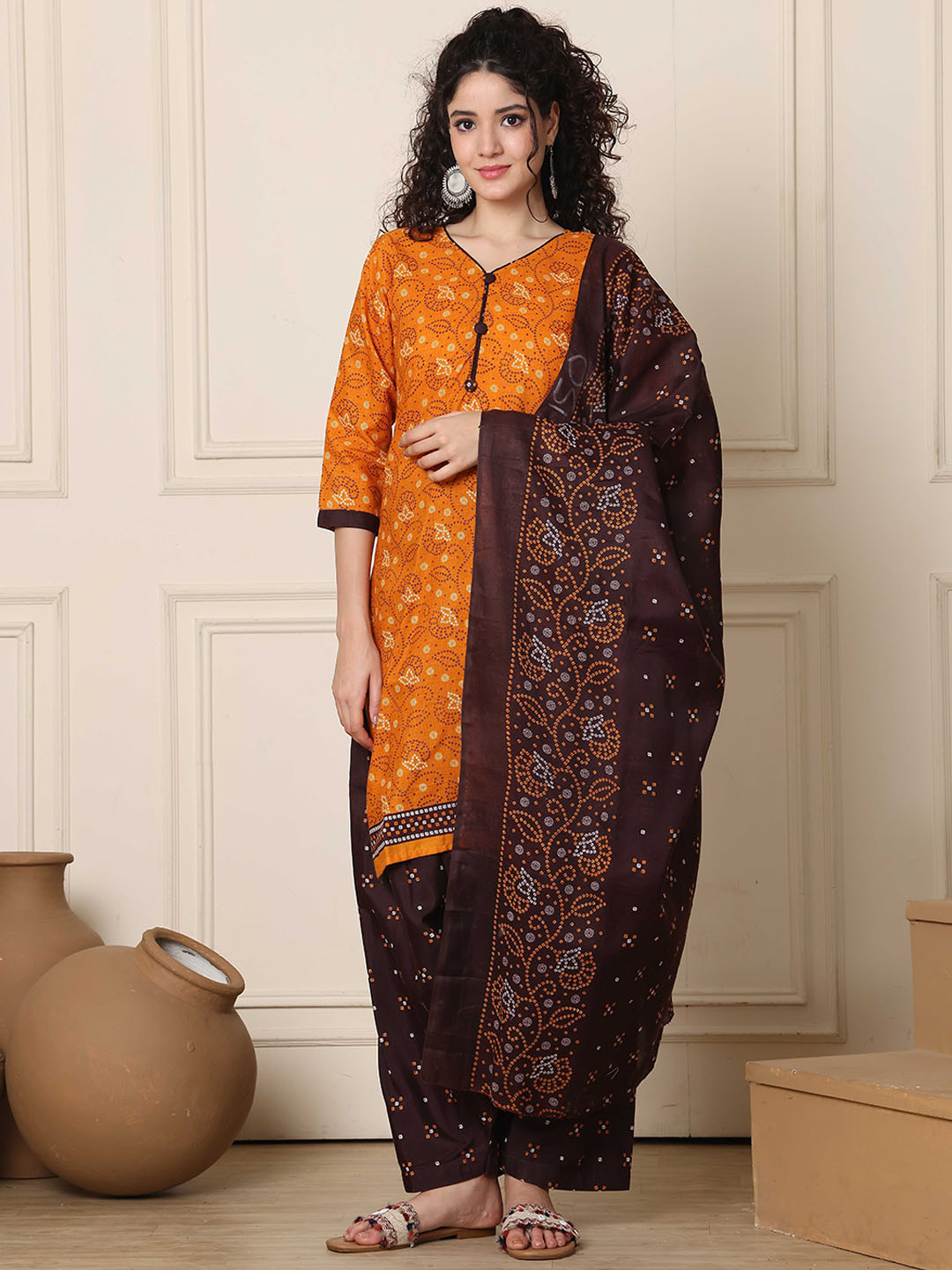 KALINI Women Floral Printed Regular Kurti Salwar With Dupatta