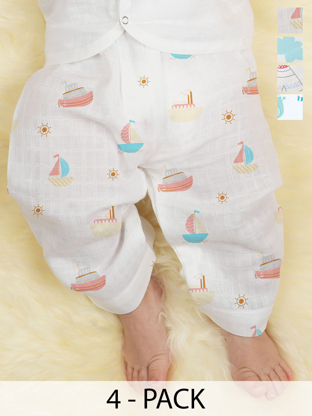 1st Step Kids-Boys Pack of 4 Regular Fit Mid-Rise Jeans