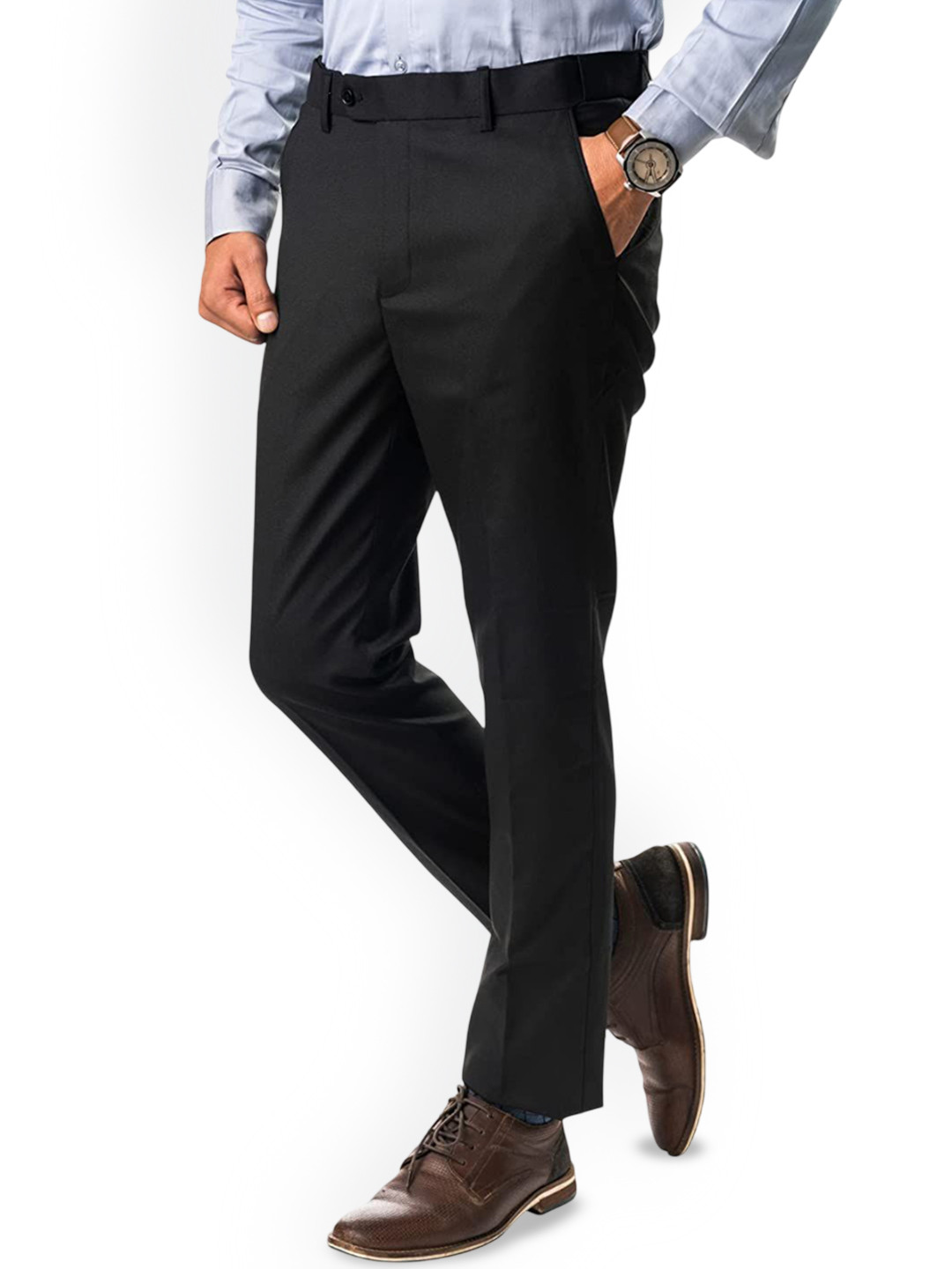 SWISS HORN Men Easy Wash Formal Trousers