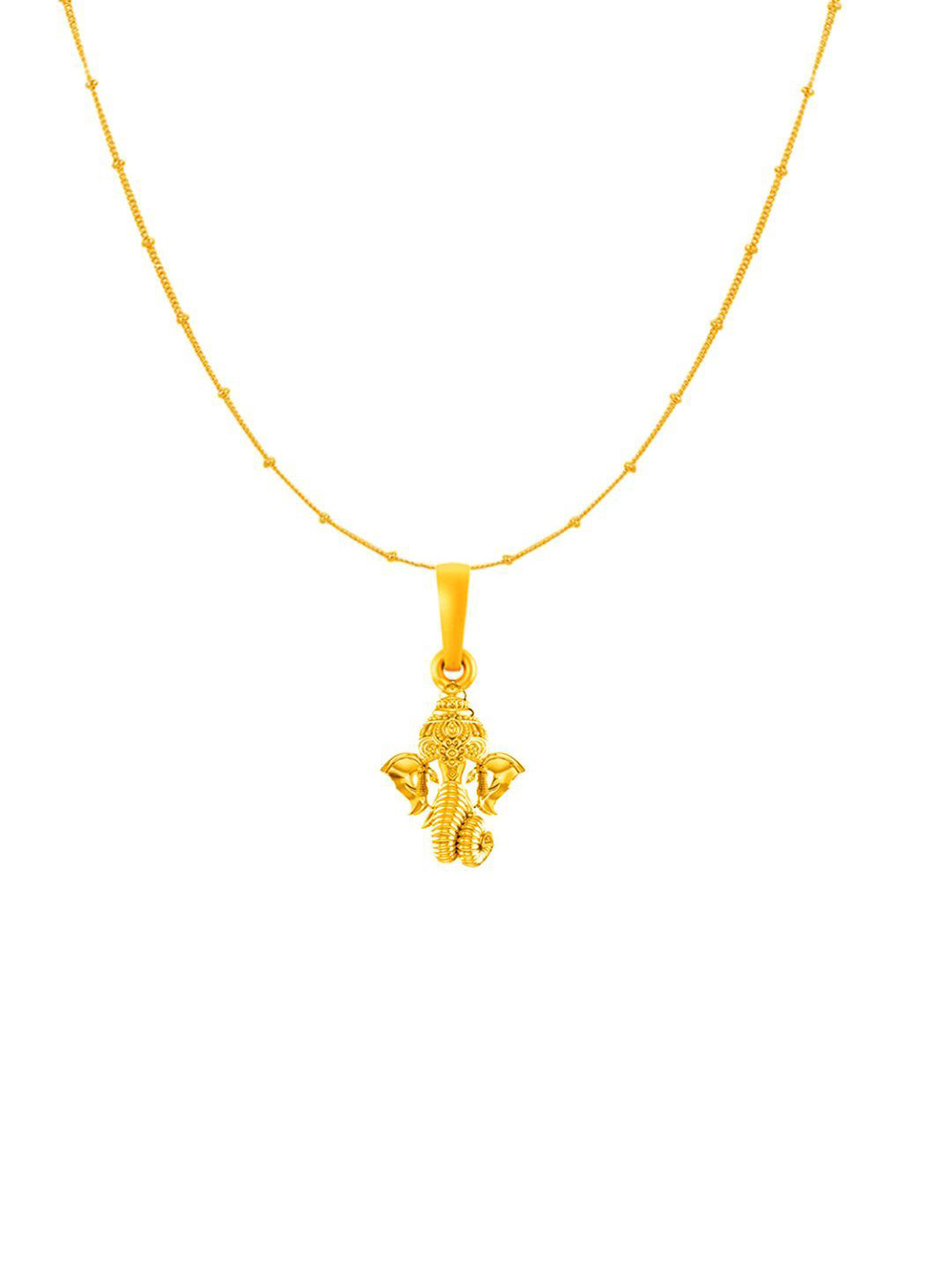 Metronaut 925 Sterling Silver 22 Kt Gold-Plated Ganesh Pendant With Chain