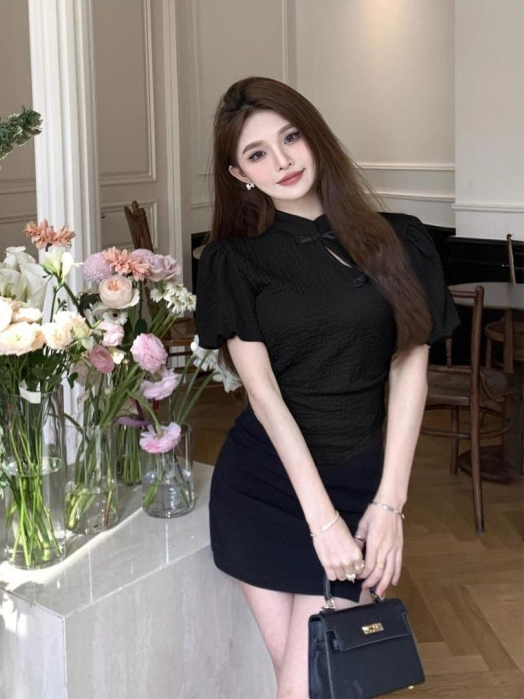 Elegant Black Solid Mini Bodycon Dress