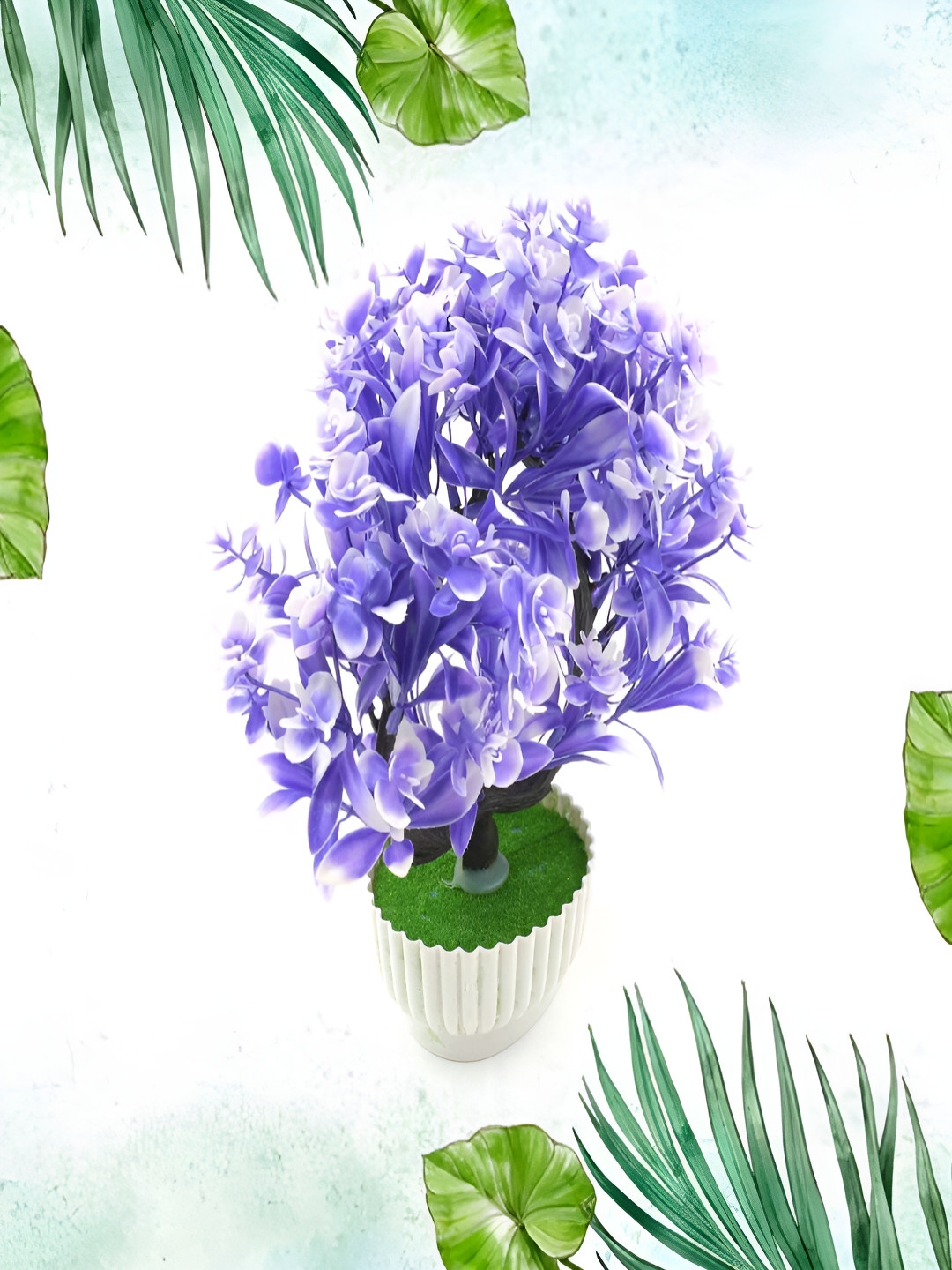 DeoDap Blue And White Artificial Flower Pot