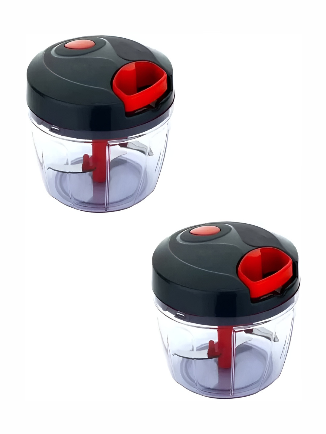 DeoDap Black 2 Pieces Compact & Powerful Manual Hand Held Vegetable & Fruit Chopper