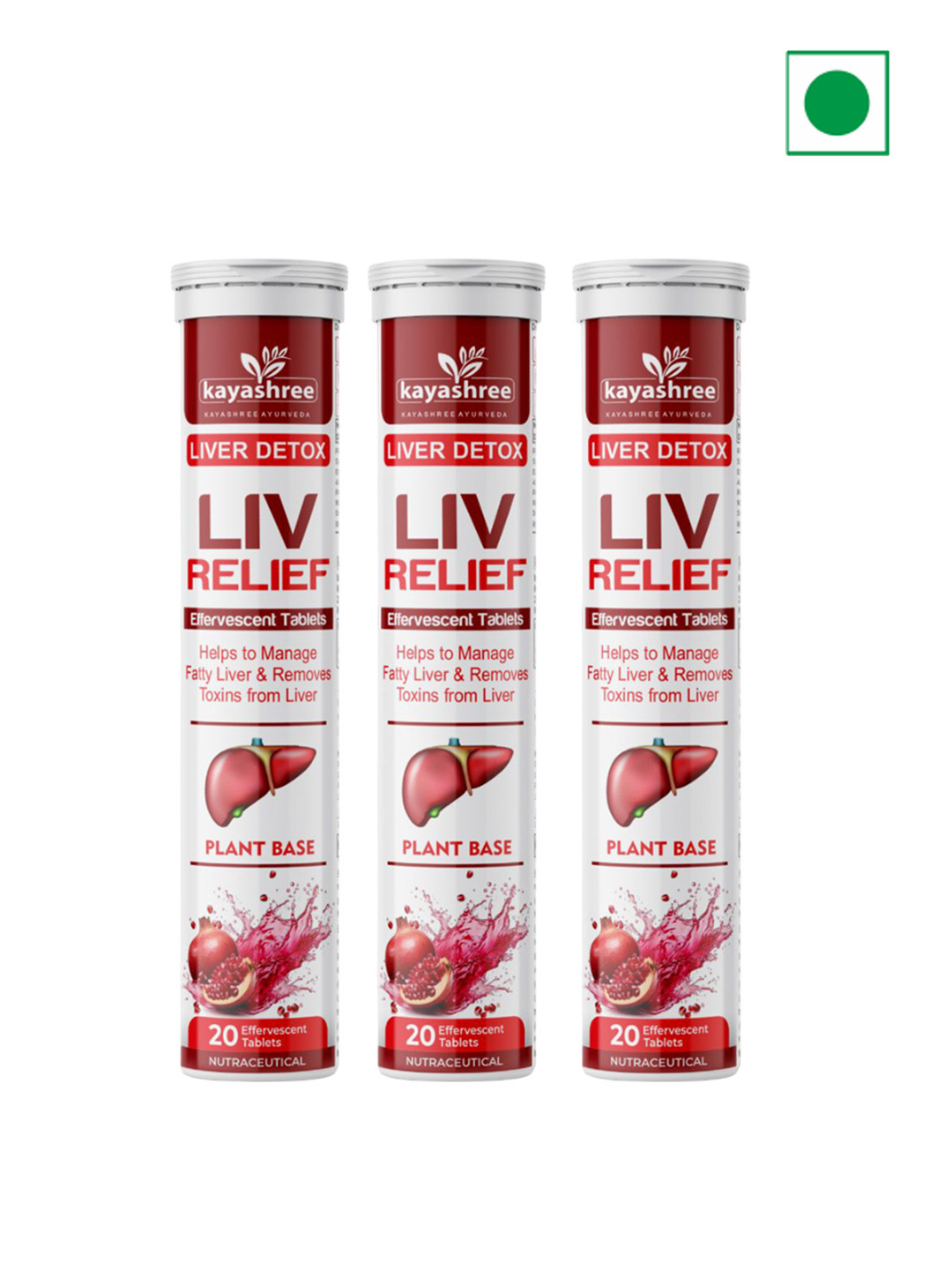Kayashree Set Of 3 Liv Relief Tablets - 20 Effervescent Tablets Each
