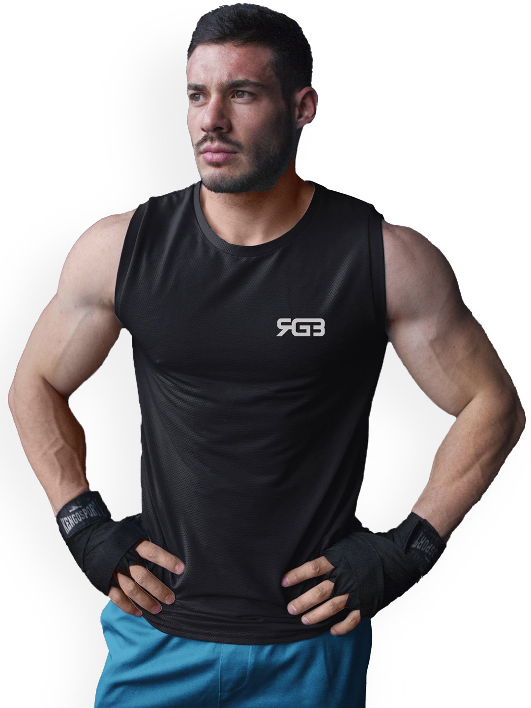 3Colors Dri-Fit Athleisure Wear Gym Innerwear Vest VEST-CCUT-RGB LOGO-BLK_M