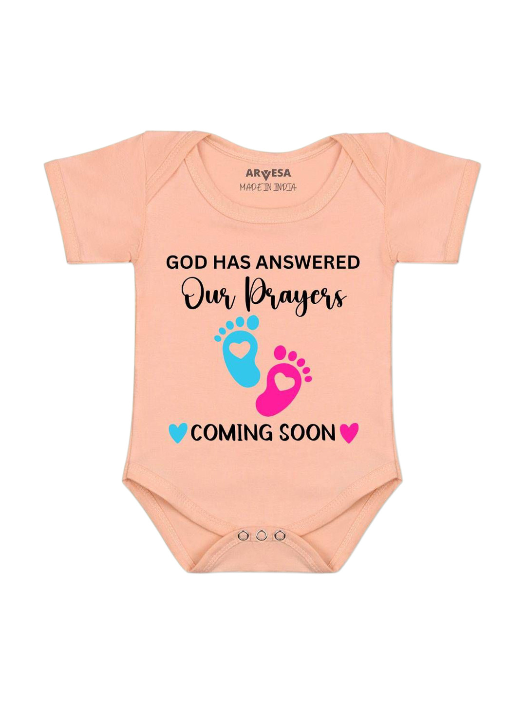 Arvesa God Has Answered Our Prayer Coming Soon Printed Bodysuit