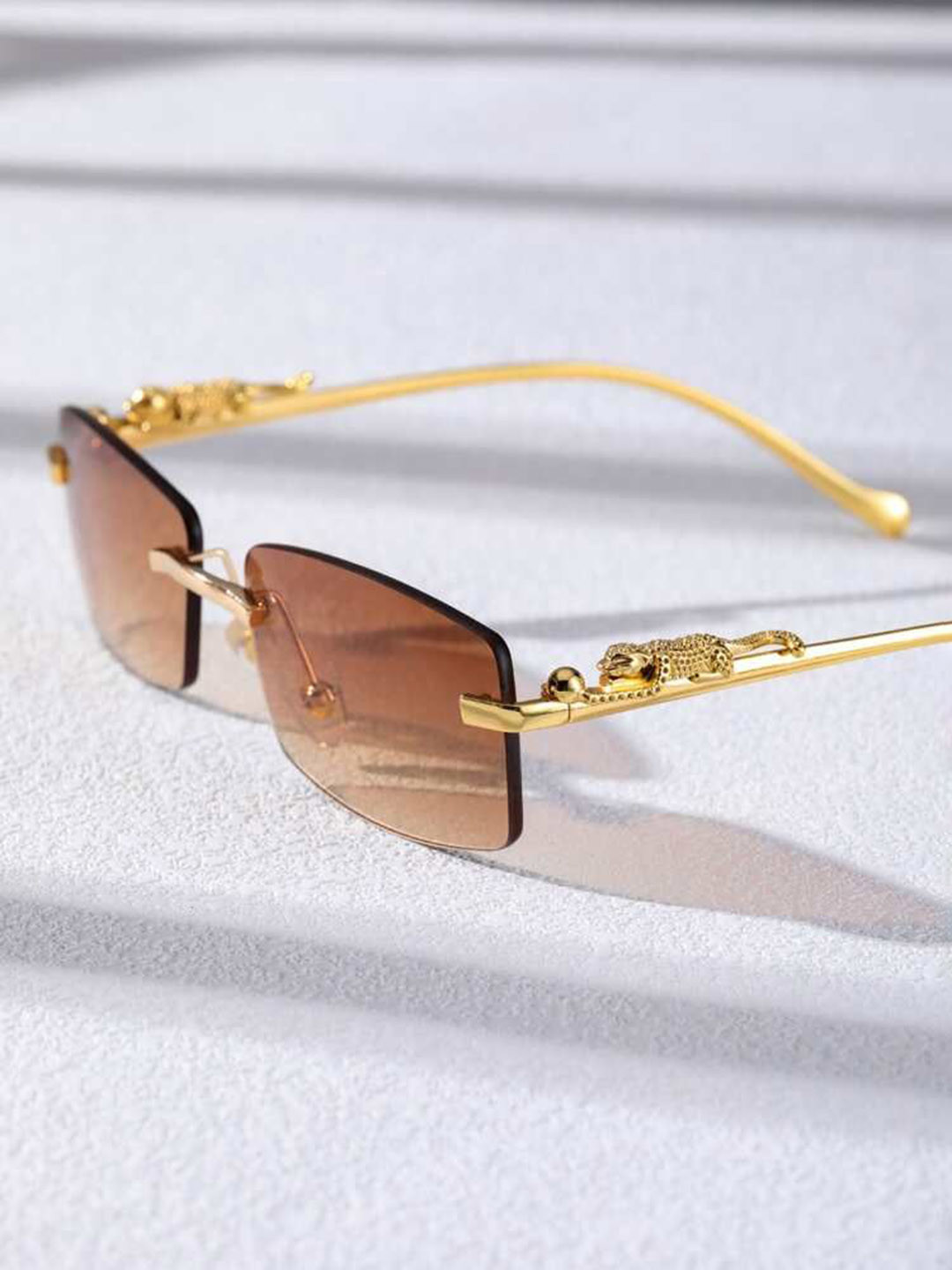 Fashion U Turn Unisex Rectangle Sunglasses Jaguarfullbrown