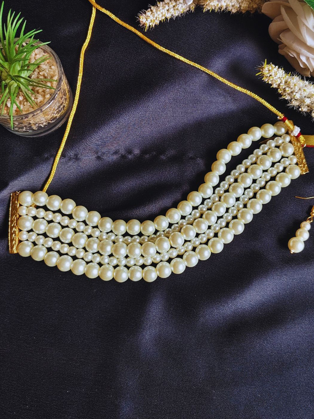 J & C Fashion Arena Beautiful Pearl Multi-Layered Choker Jewellery Set