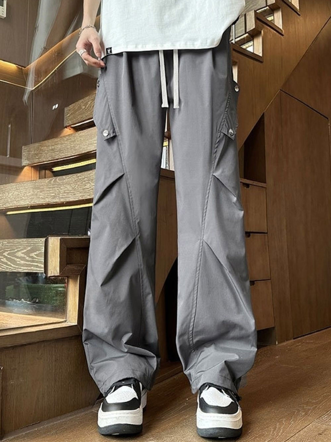 KPOP Men Loose Fit Convertible Cargo Trousers