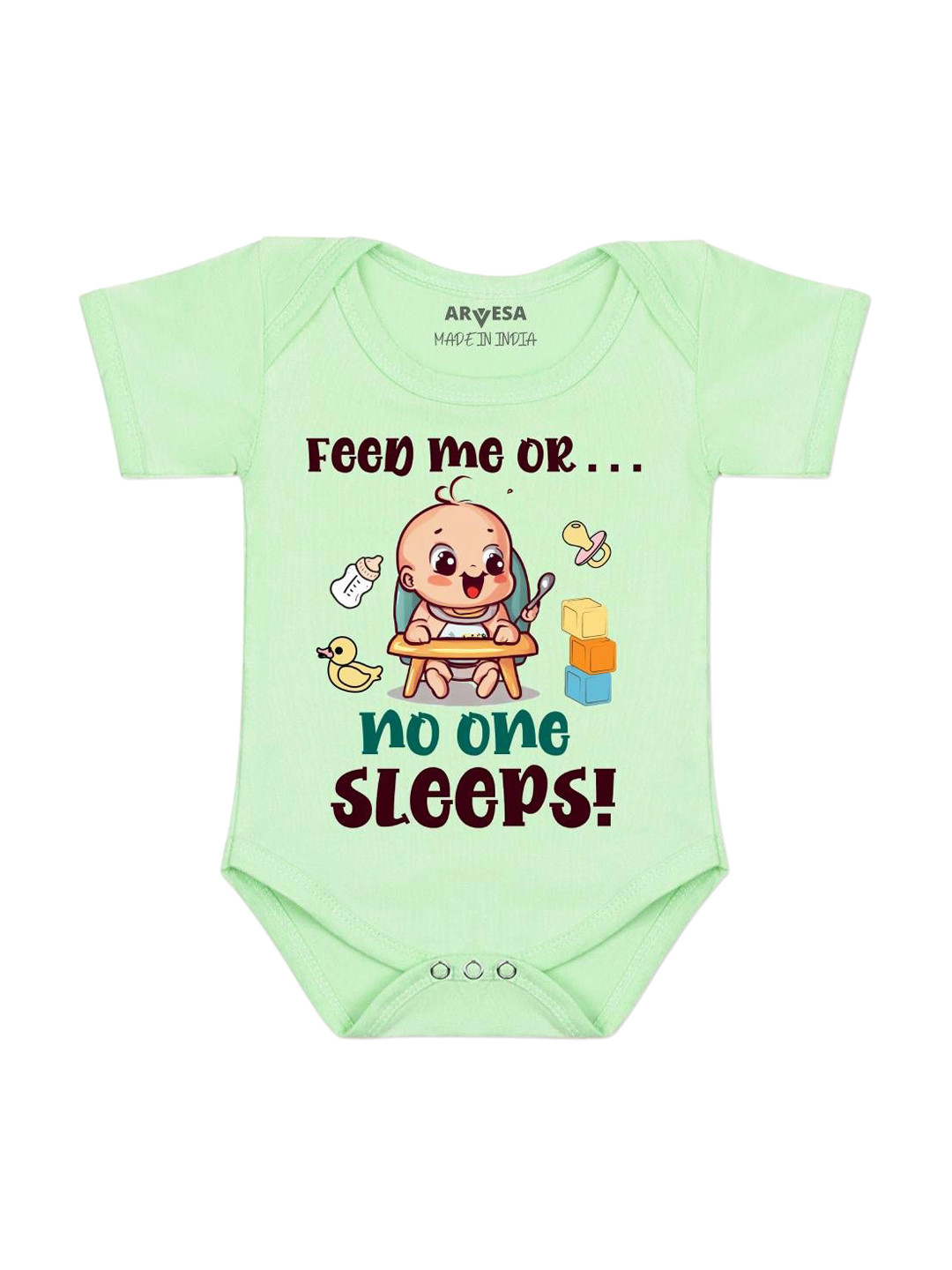 Arvesa Feed Me Or No One Sleeps Printed Bodysuit
