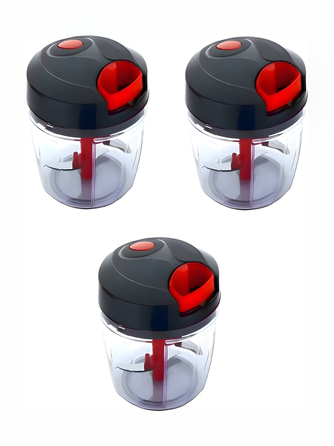 DeoDap Multicolors 3 Pieces Compact & Powerful Manual Hand Held Vegetable Chopper