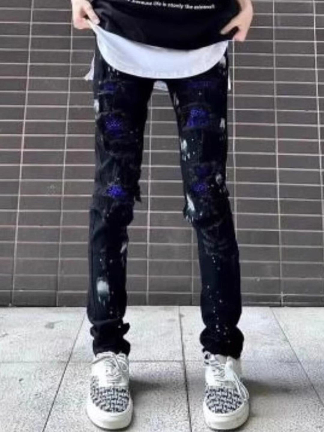 KPOP Men Squeeze Hug Skinny Fit Mid-Rise Trousers