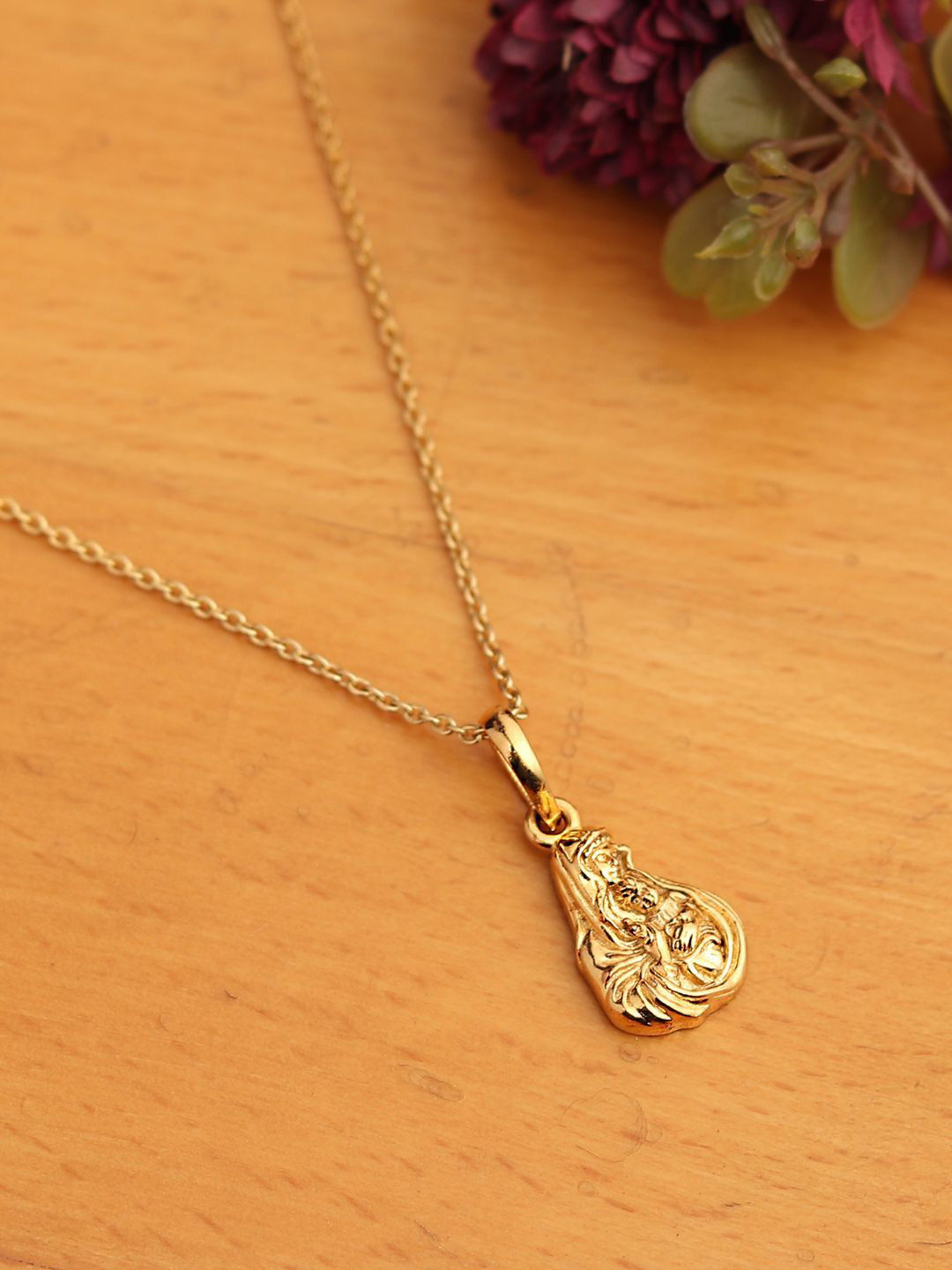 Metronaut 925 Silver 22K Gold-Plated Mothermarry Pendant With Ball Chain
