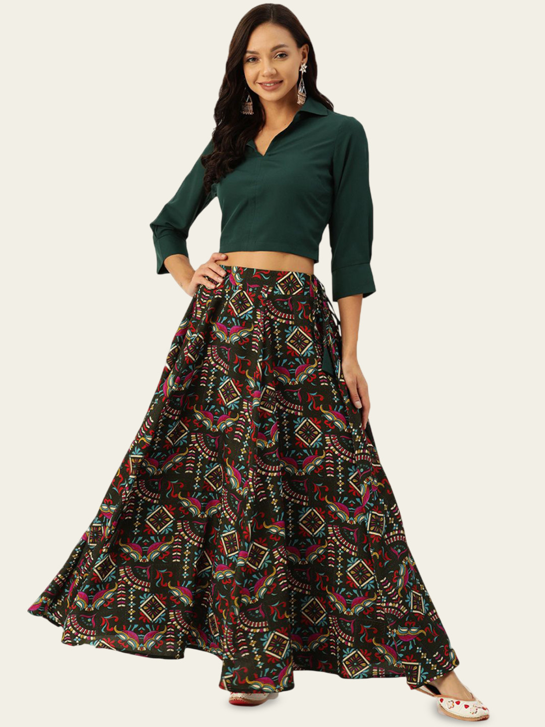 Deewa Floral Printed Shirt & Skirt Co-Ord Set