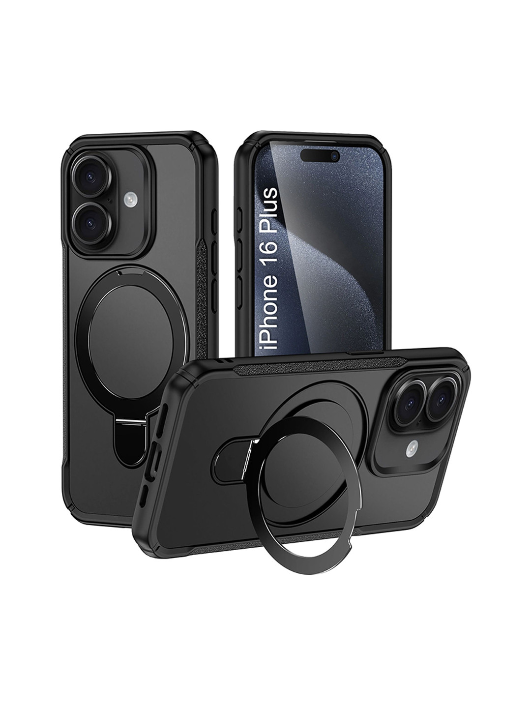 Luxury Kase Shockproof Cover with 360 Rotating Kickstand iPhone 16 Plus Back Case