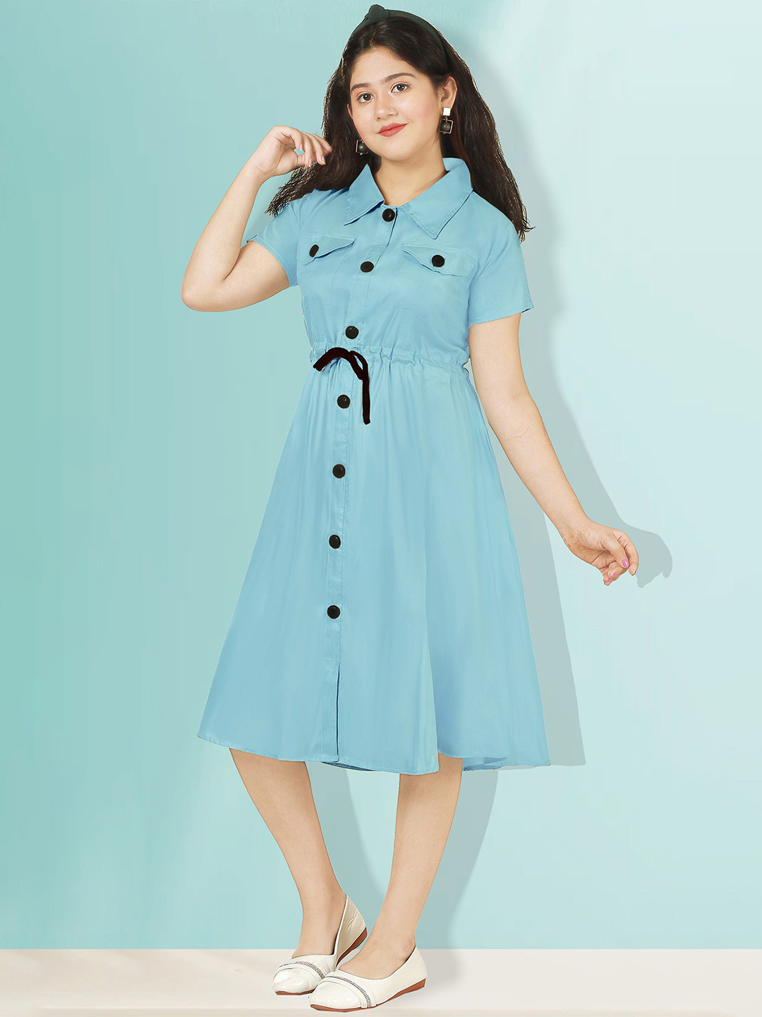 KAARIGARI Girls Solid A-Line Dresses