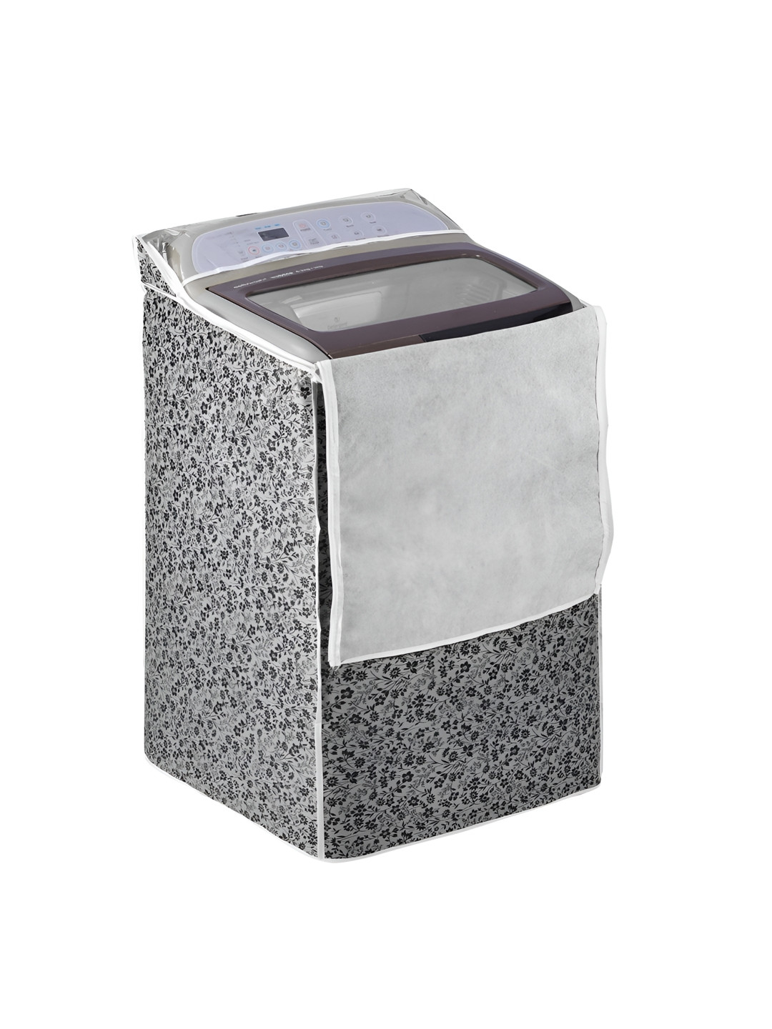 AMPEREUS Black & Grey Printed Automatic Top Load WashingMachineCover