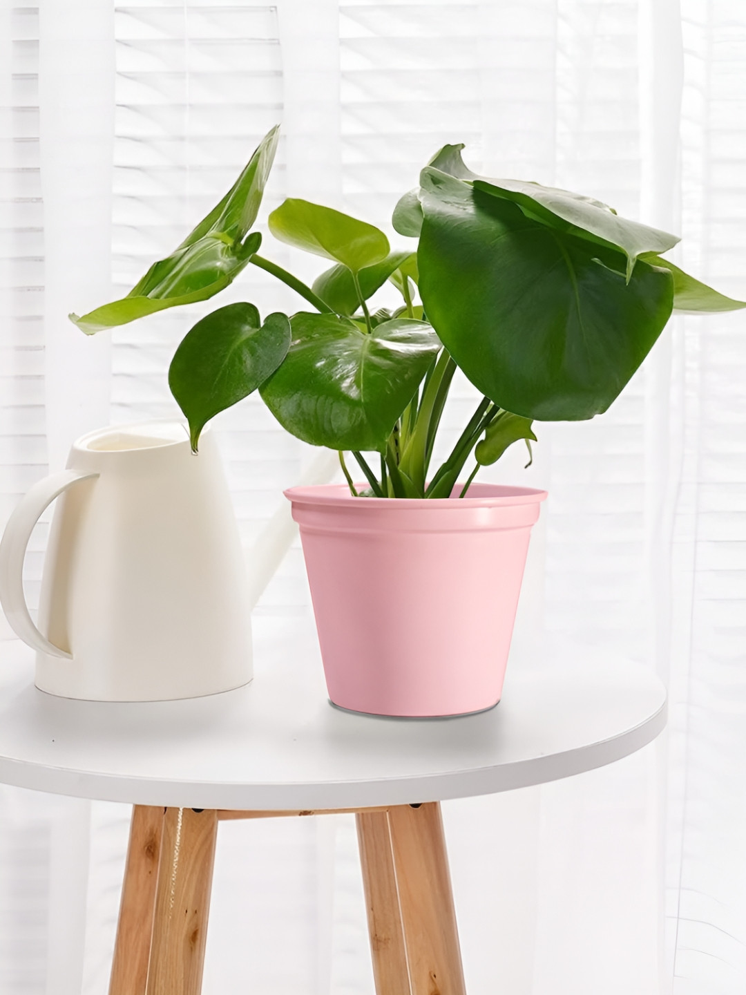 Decorcity 4Pcs Pink Metal Cylinder Planters