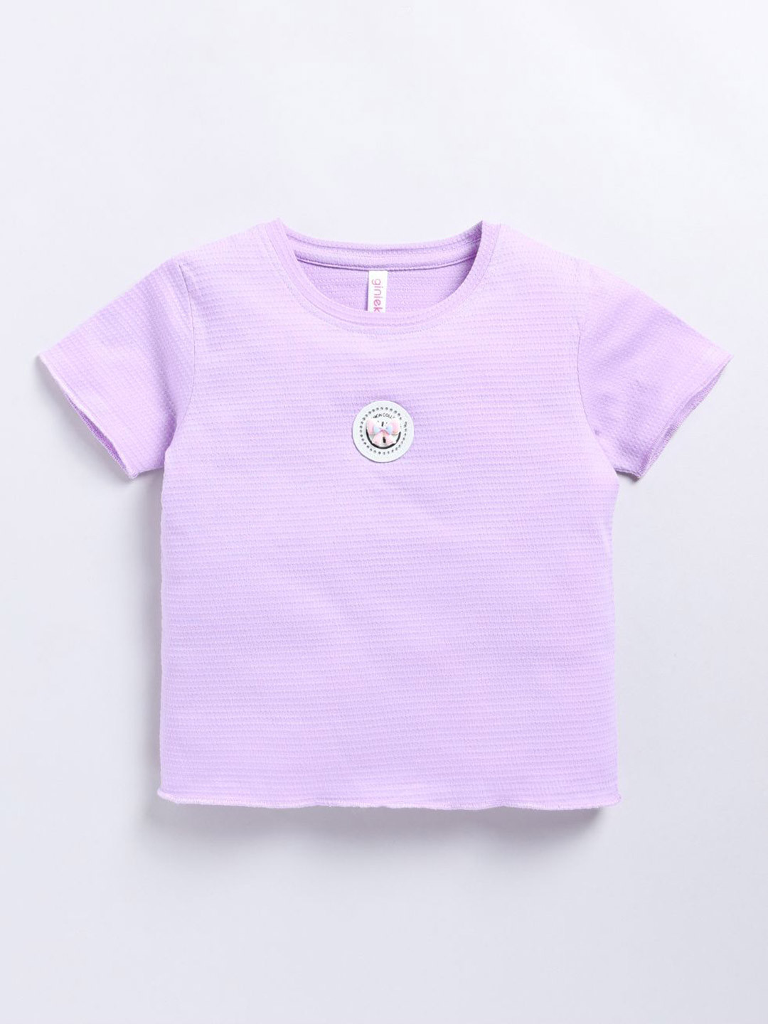 giniekids Girls Round Neck Pure Cotton Boxy Regular Top