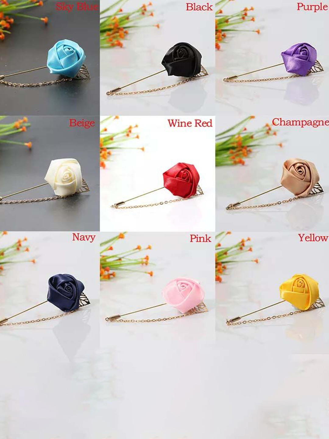 Curren Men 9 Pieces Flower Shaped Statement Brooch