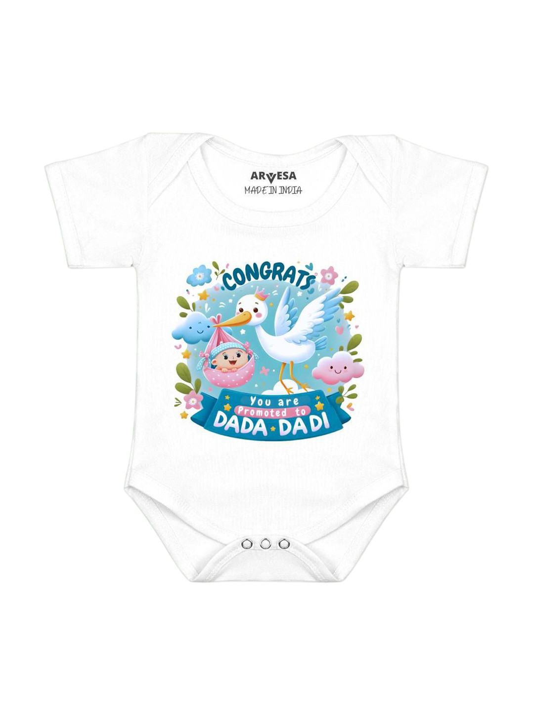 Arvesa Congrats Dada Dadi Printed Bodysuit