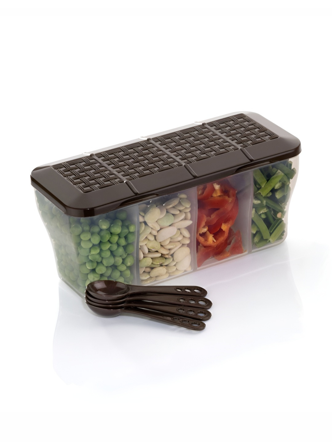 Reeq 4-in-1 Brown Plastic Air Tight Clip-On Fridge Container-1.1L