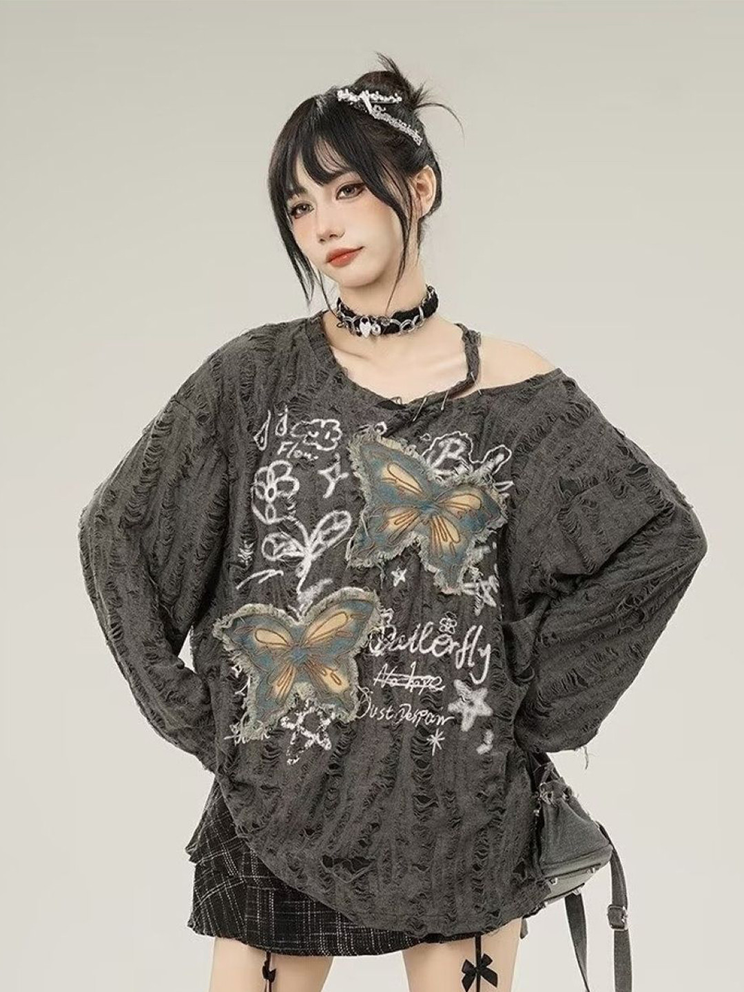 KPOP Women Self Design Print Cotton Top