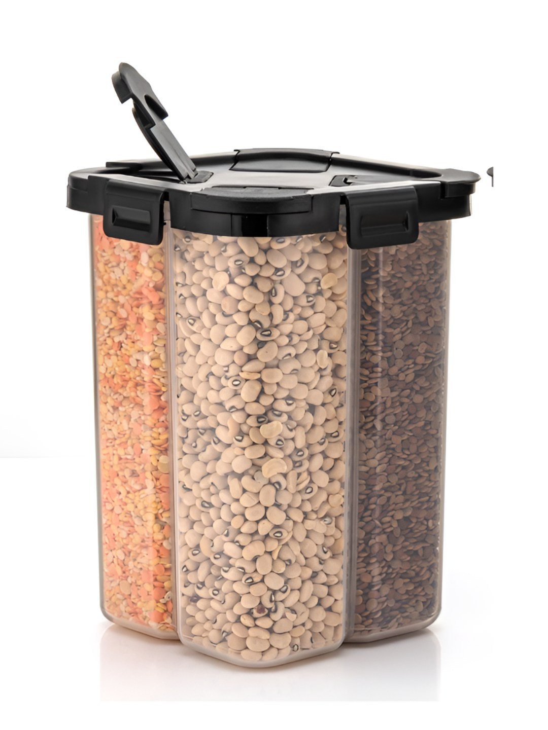 ReeQ Set of 1 Black Airtight Plastic Kitchen Storage Containers 2000 ml