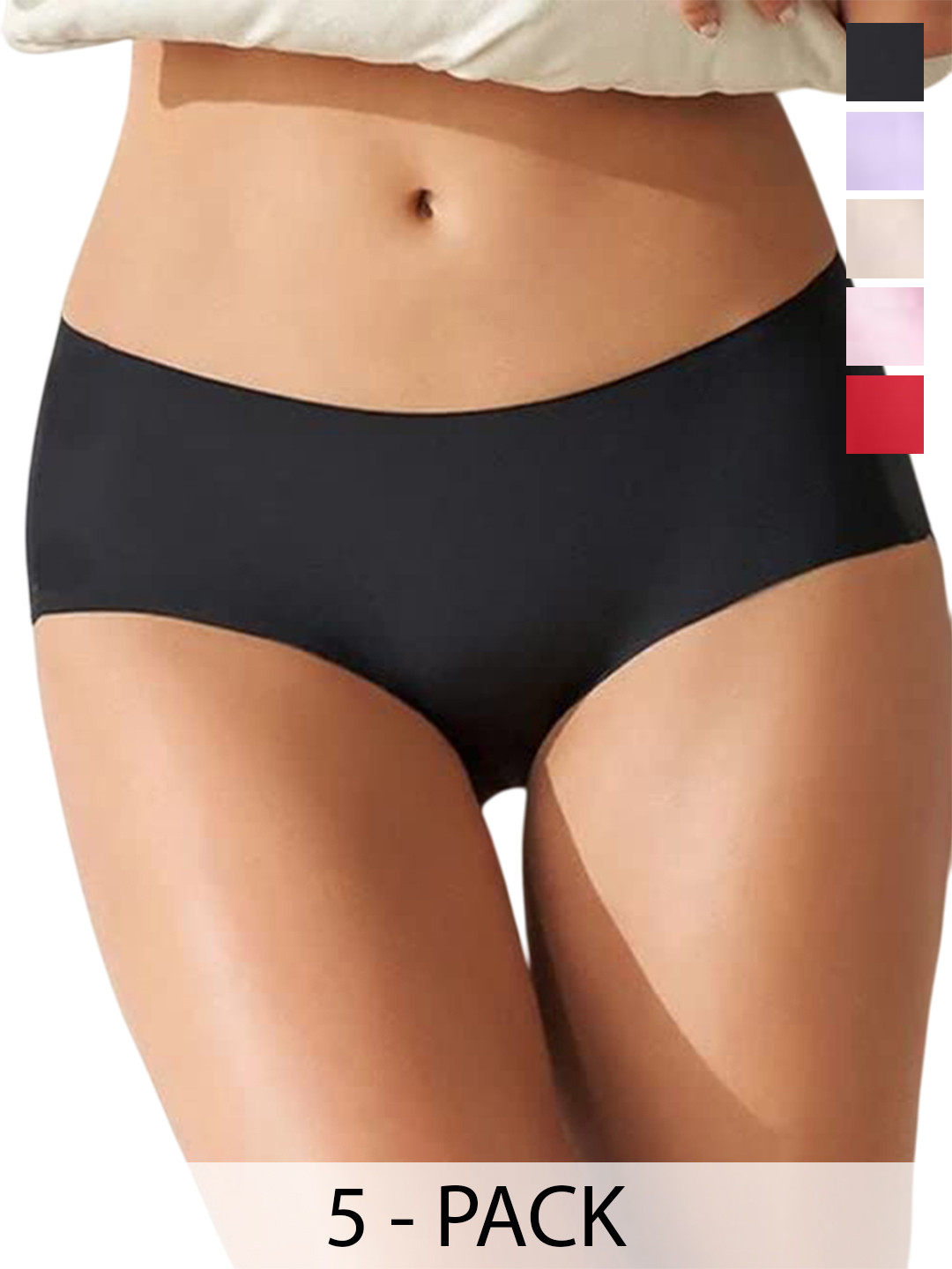 PRITTY TOUCH Pack Of 5 Mid-Rise Seamless Full Coverage Hipster Briefs Pritty_touch_packof5