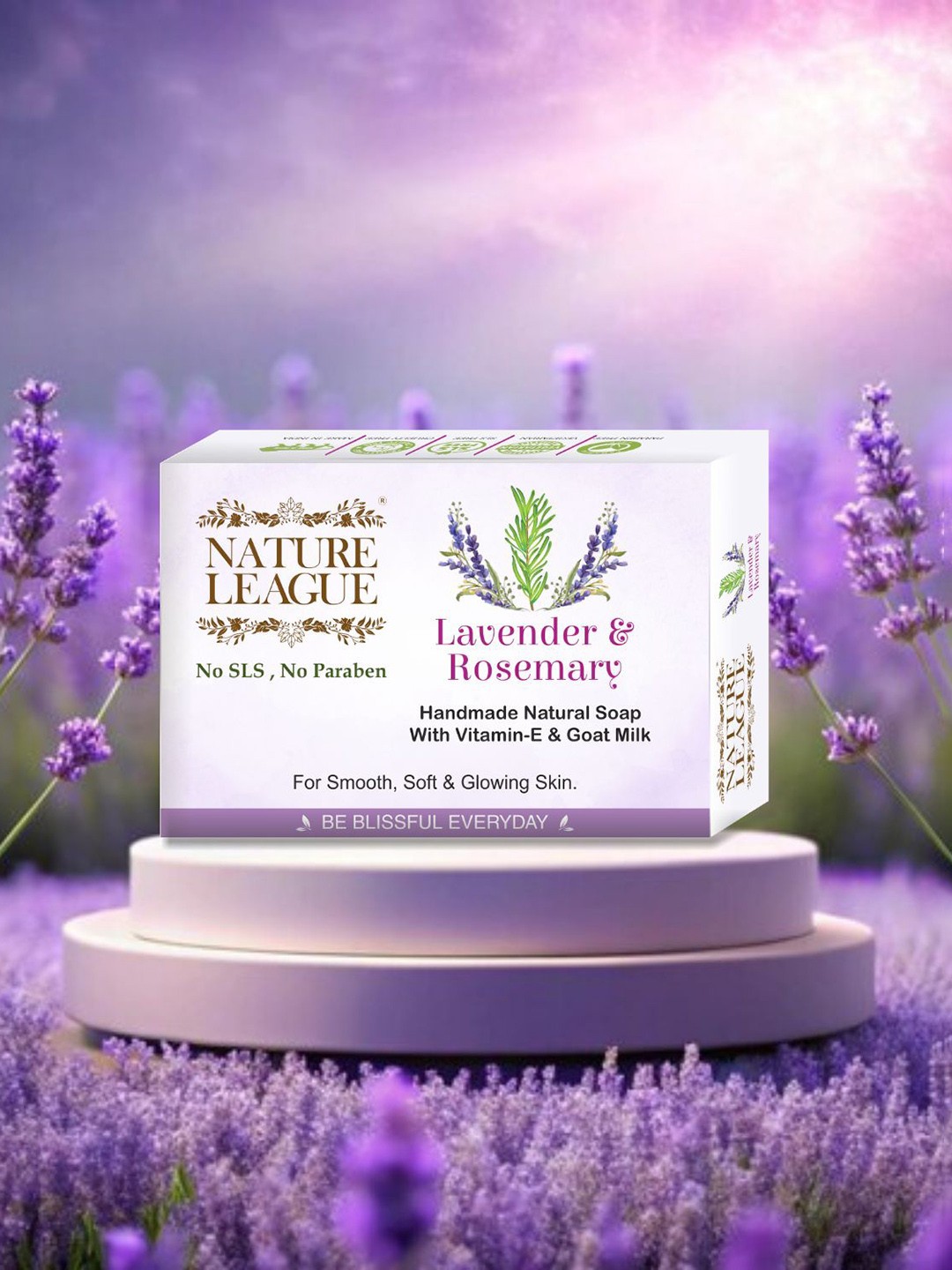 NATURE LEAGUE Set Of 14 Lavender & Rosemary Natural Soap- 100 g Each
