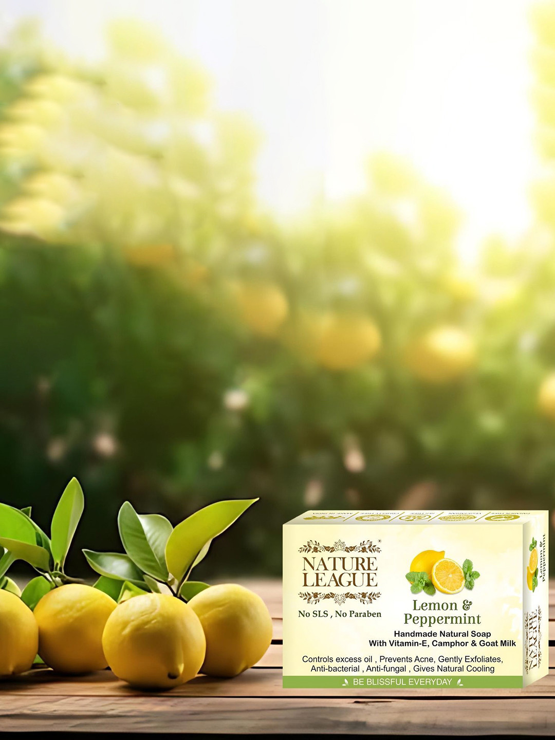 NATURE LEAGUE Set Of 14 Lemon & Peppermint Skin Nourishing Soap - 100 g Each