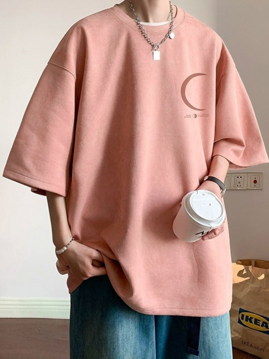 KPOP Pink Graphic Printed Oversized Cotton T-shirt