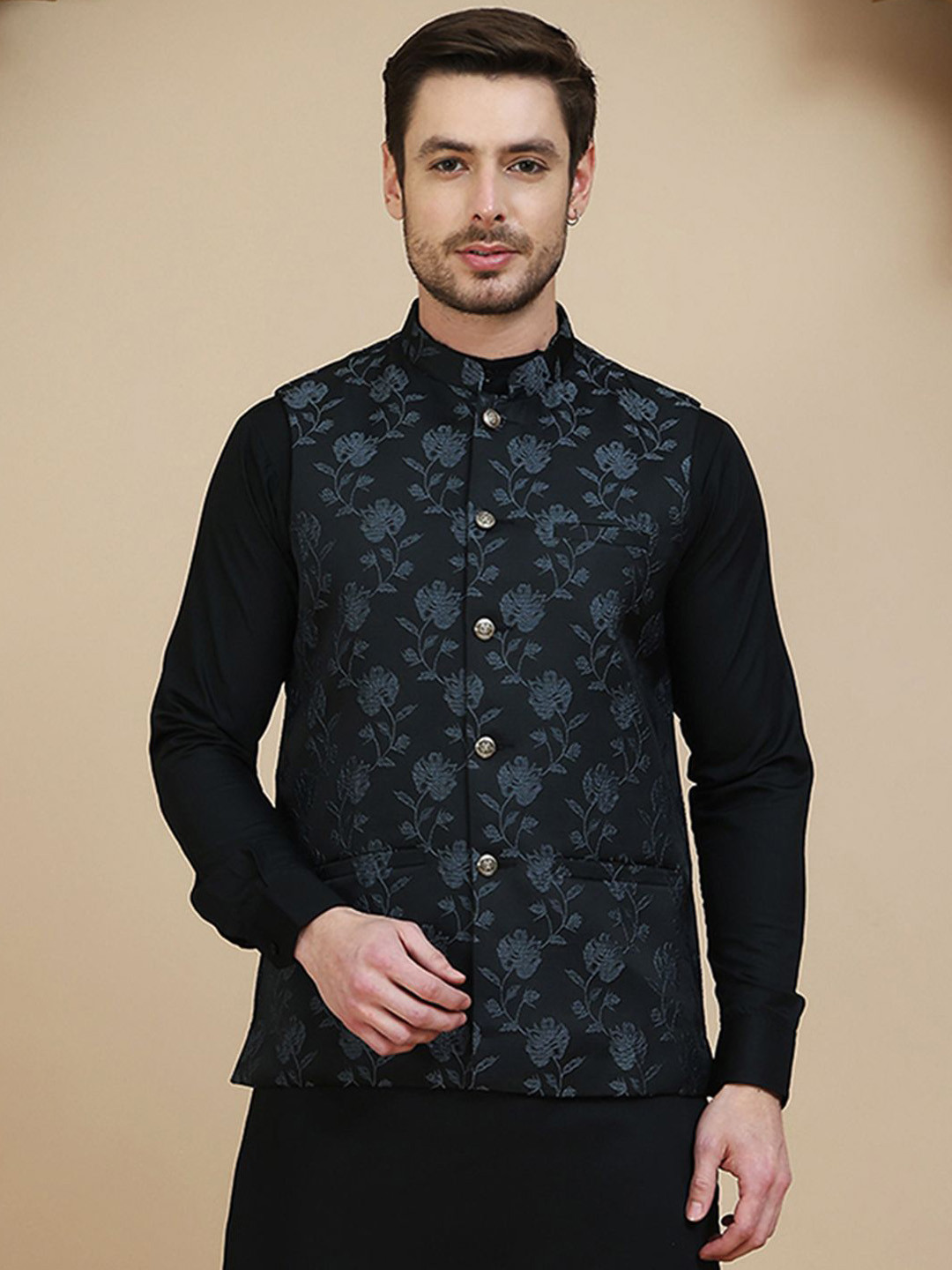 Jompers Embossed Nehru Jacket