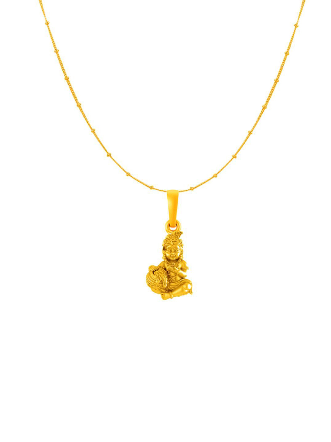 Metronaut 92.5 Sterling Silver 22KT Gold-Plated Laddu Gopal Pendant with Ball Chain