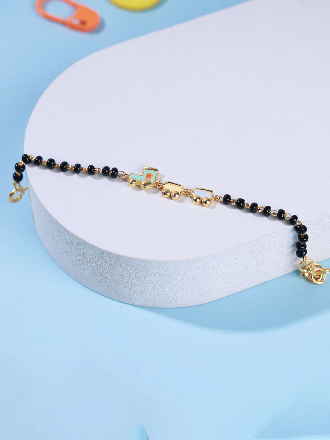 Elegante kids  18K Gold-Plated 925 Sterling Silver Charms Link Nazariya Bracelet