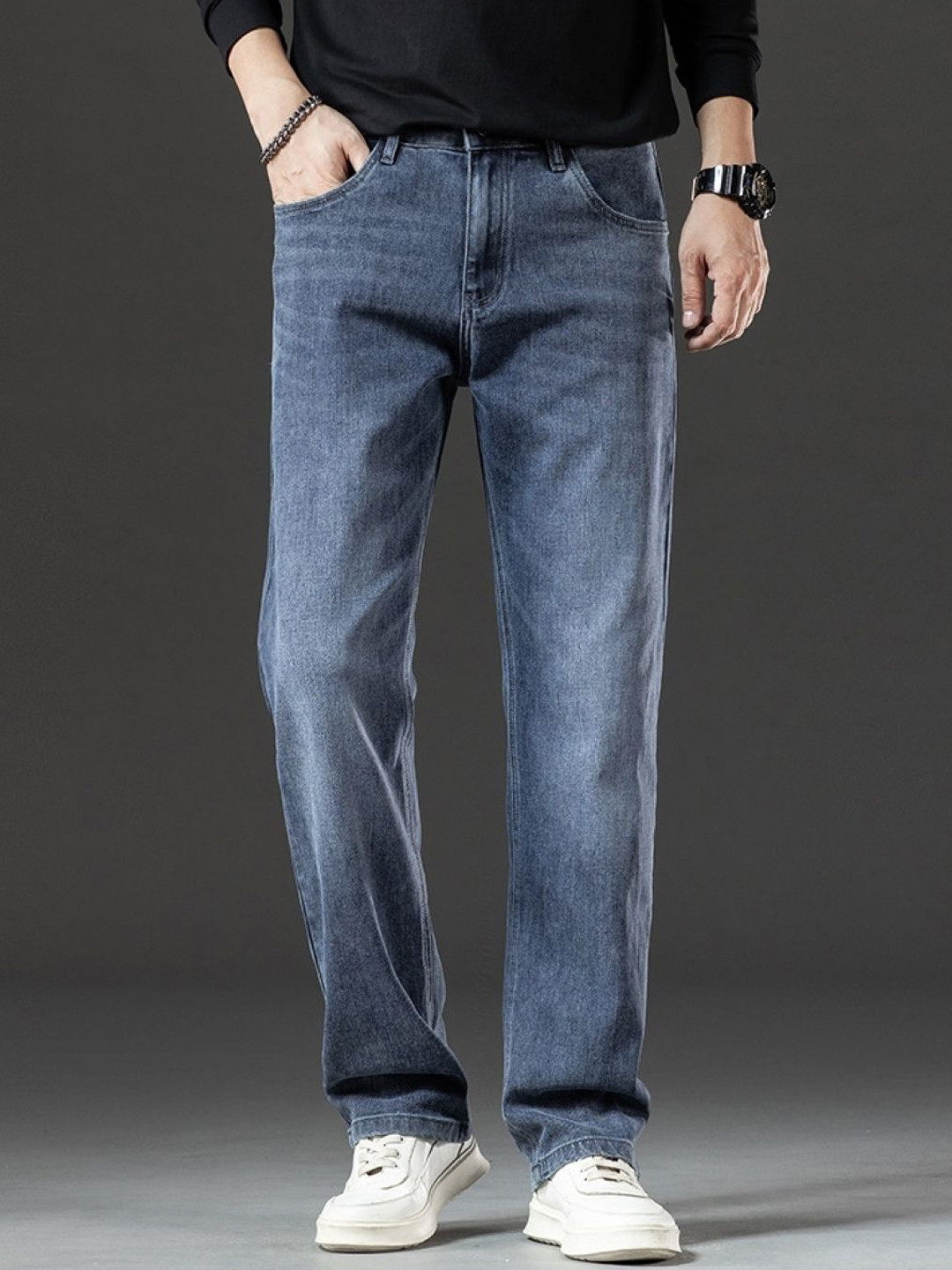 KPOP Men Original Regular Fit Light Fade Stretchable Jeans