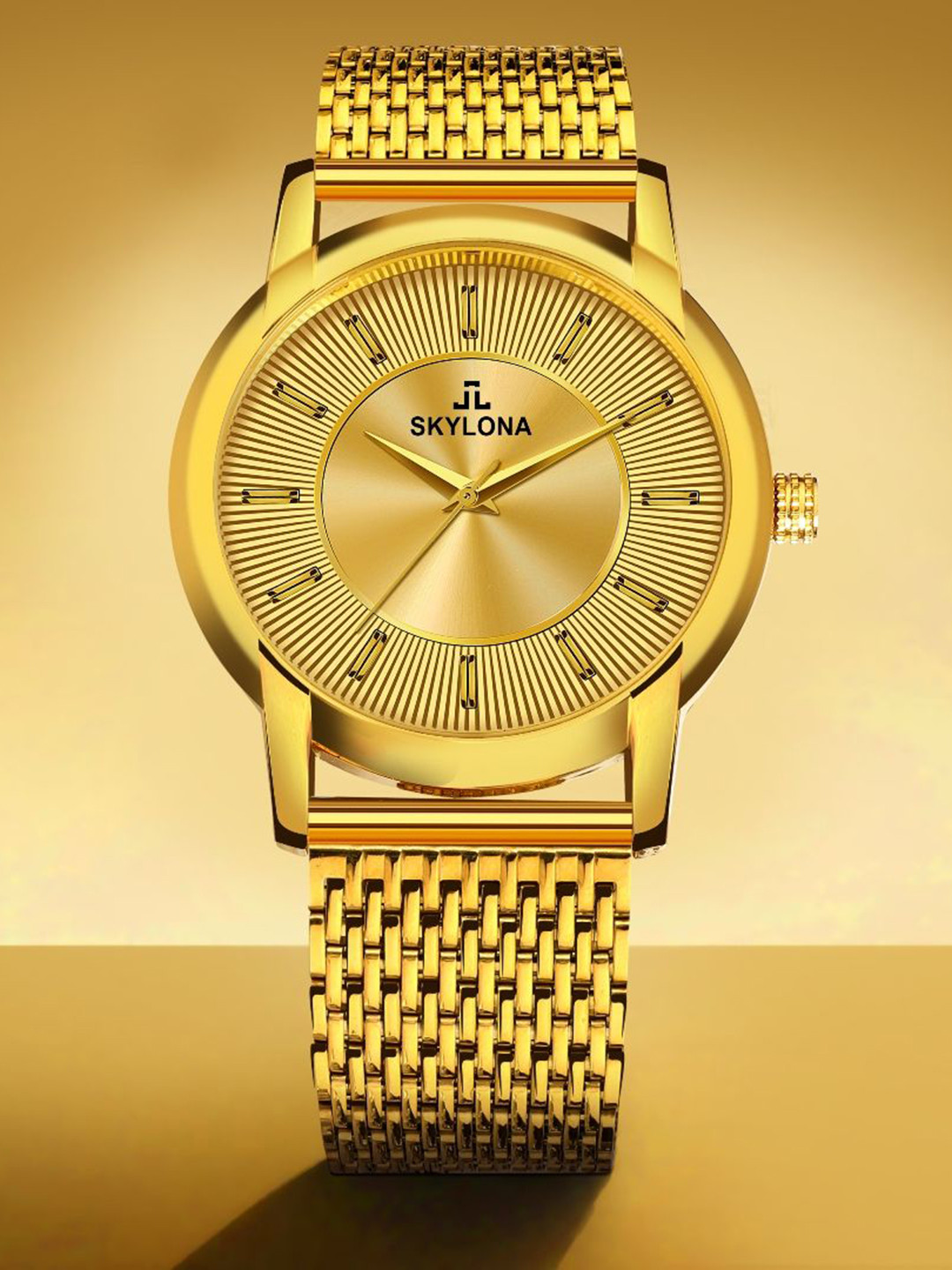 SKYLONA  Pacific Collection Men Brass Dial & Stainless Steel Straps Analogue Watch